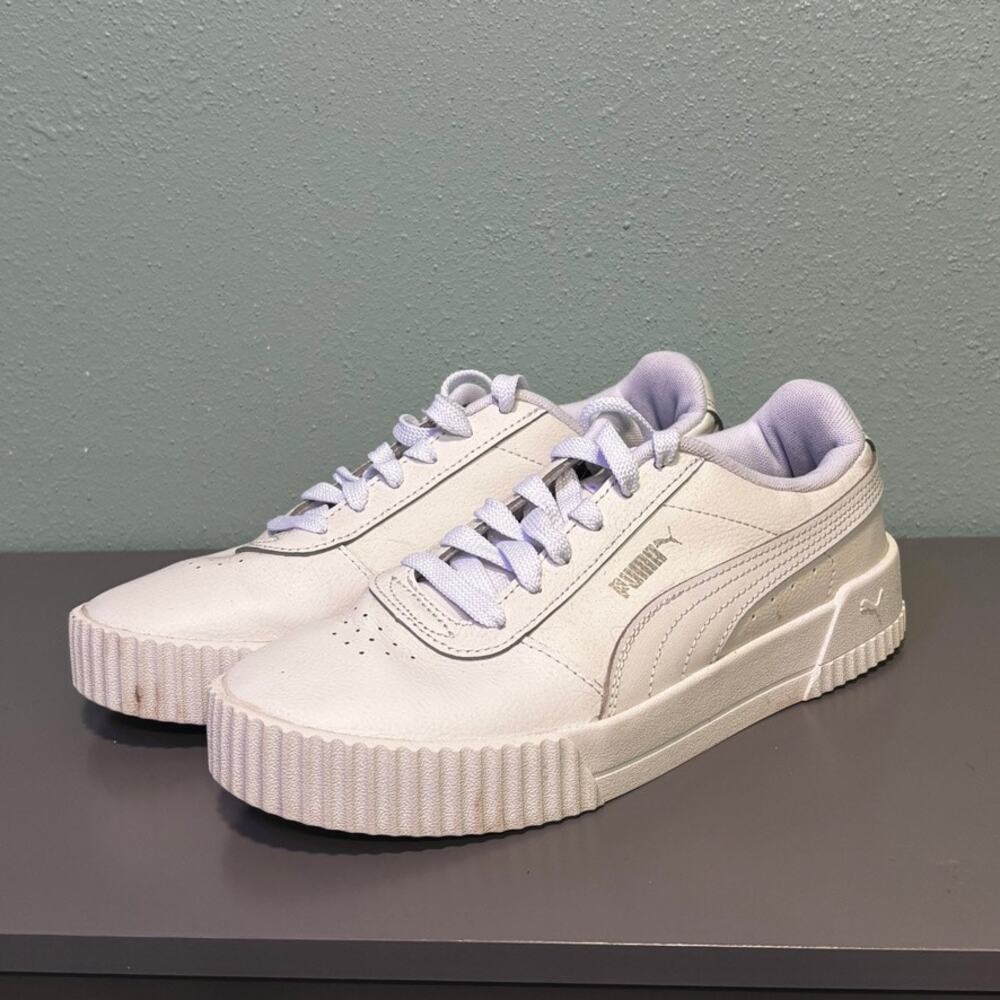 PUMA Carina 2.0 Women's Size 7 Sneakers White Leather Shoes #370325-02 - Picture 3 of 8
